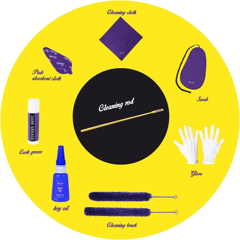 Danchet Flute Cleaning Care Cleaning Kit: Key Oil + Cork Grease + Swab + Cleaning Cloth + Cleaning Brush + Cleaning Rod - Maintenance Kit - Image 3